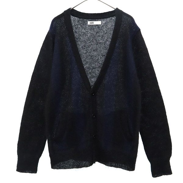 J.SABATINO ジェイサバティーノ ストライプ 長袖 ニットカーディガン 1 ブラック×ネイビー メンズ