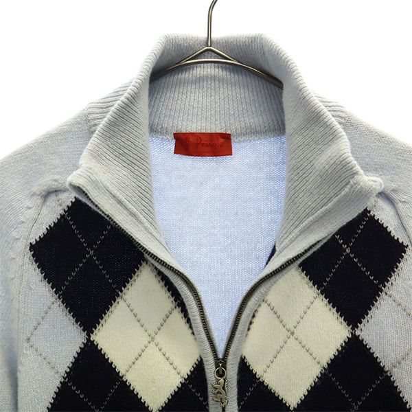Pringle of Scotland プリングル オブ スコットランド ウール アーガイル柄 ニットジャケット S ブルー系 レディース