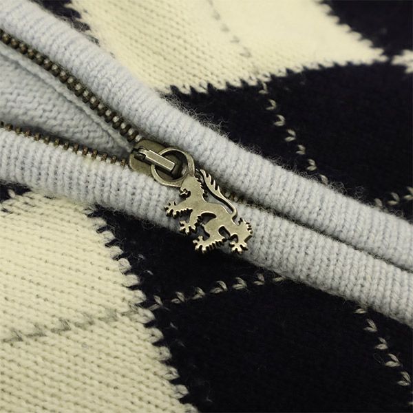 Pringle of Scotland プリングル オブ スコットランド ウール アーガイル柄 ニットジャケット S ブルー系 レディース