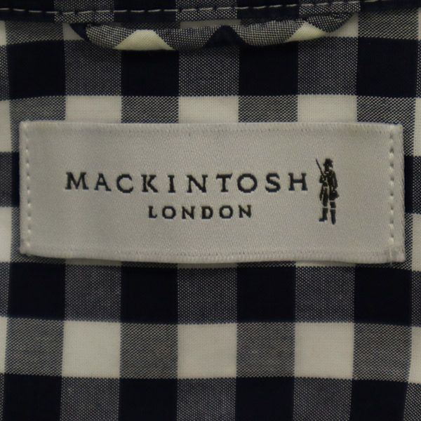 Mackintosh マッキントッシュ 三陽商会 ギンガムチェック 長袖 シャツ 38 ホワイト×ネイビー レディース
