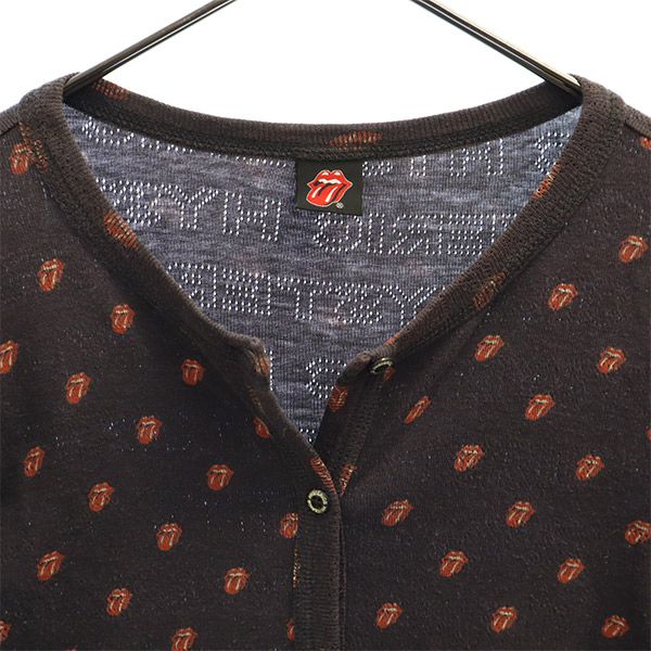 ヒステリックグラマー ローリングストーン コラボ 総柄 長袖 ニットカーディガン FREE グレー HYSTERIC GLAMOUR レディース