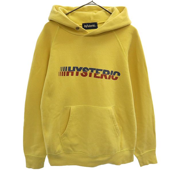 HYSTERIC ヒステリック プリント 長袖 スウェットパーカー FREE イエロー プルオーバー 裏起毛 レディース
