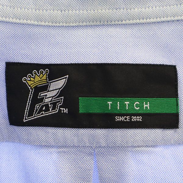 FAT エフエーティー ワンポイントロゴ刺繍 長袖 ボタンダウンシャツ TITICH ブルー メンズ