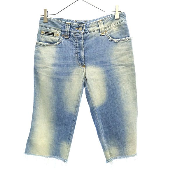 DOLCE&GABBANA ドルチェアンドガッバーナ イタリア製 デニムショートパンツ 38 ブルー 裾カットオフ レディース
