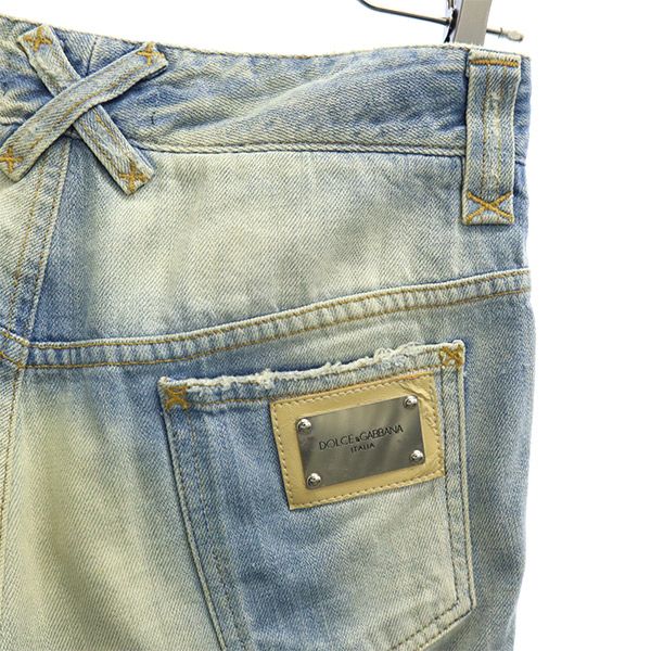 DOLCE&GABBANA ドルチェアンドガッバーナ イタリア製 デニムショートパンツ 38 ブルー 裾カットオフ レディース