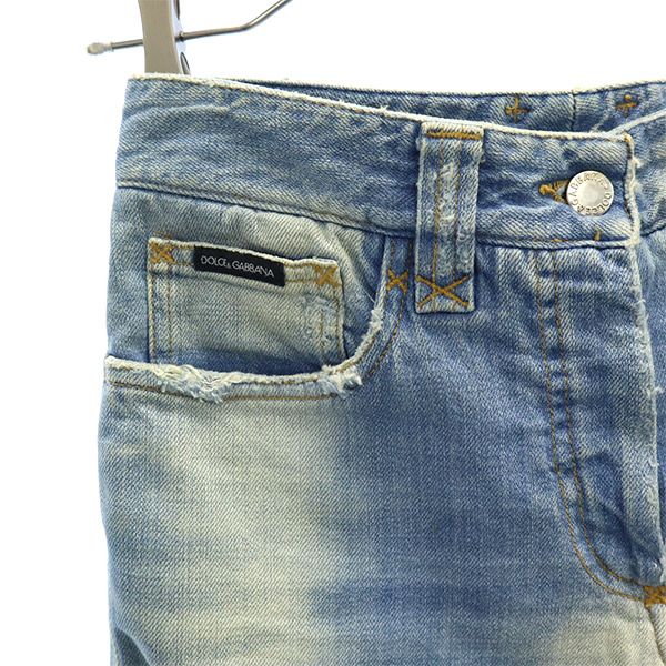 DOLCE&GABBANA ドルチェアンドガッバーナ イタリア製 デニムショートパンツ 38 ブルー 裾カットオフ レディース