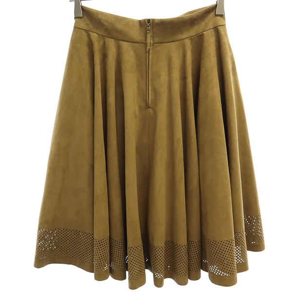 FOXEY フォクシー ミディ丈 フェイクスエード フレアスカート 38 ブラウン レディース