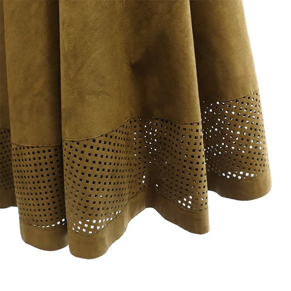 FOXEY フォクシー ミディ丈 フェイクスエード フレアスカート 38 ブラウン レディース