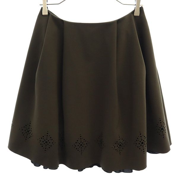 FOXEY NEW YORK フォクシー ニューヨーク ミディ丈 タック フレアスカート 40 ブラウン レディース