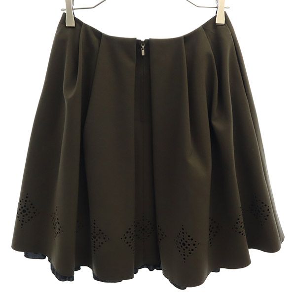 FOXEY NEW YORK フォクシー ニューヨーク ミディ丈 タック フレアスカート 40 ブラウン レディース