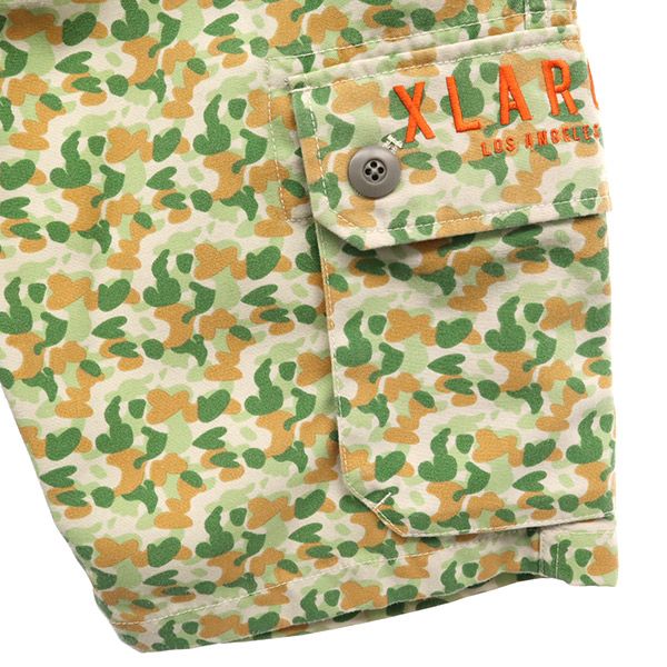 XLARGE エクストララージ 総柄 カーゴショートパンツ S グリーン系 メンズ