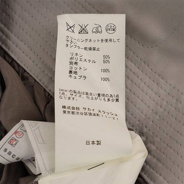 Sacai サカイ 日本製 リネンブレンド ショートパンツ 2 グレー レディース