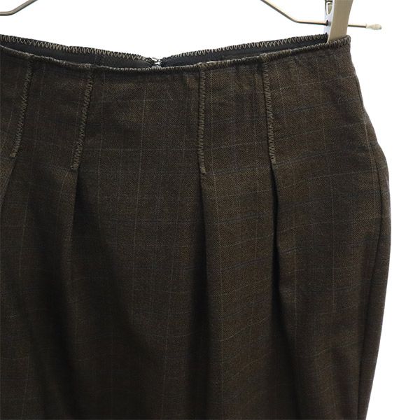 DSQUARED2 ディースクエアード イタリア製 チェック柄 ミディ丈 タック スカート 38 グレー レディース