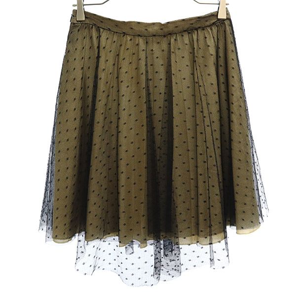 レッドヴァレンティノ ドット柄 ロング丈 チュールスカート 42 ブラック×ベージュ RED VALENTINO レディース