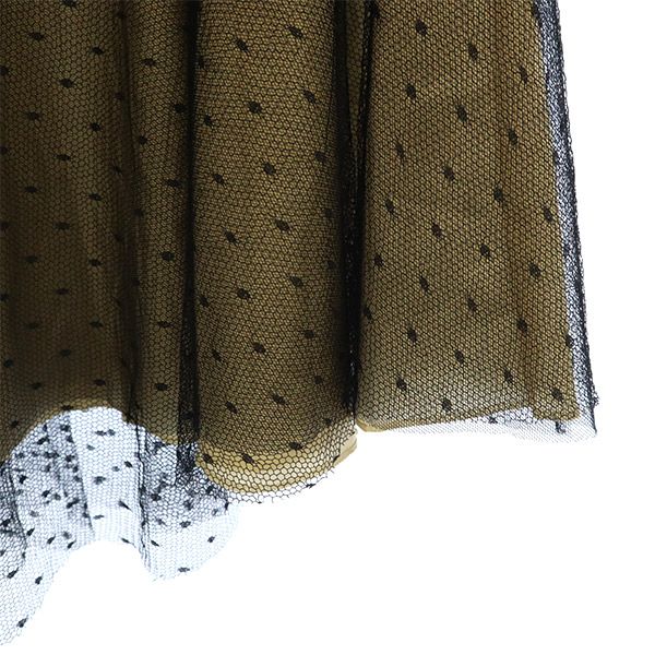 レッドヴァレンティノ ドット柄 ロング丈 チュールスカート 42 ブラック×ベージュ RED VALENTINO レディース