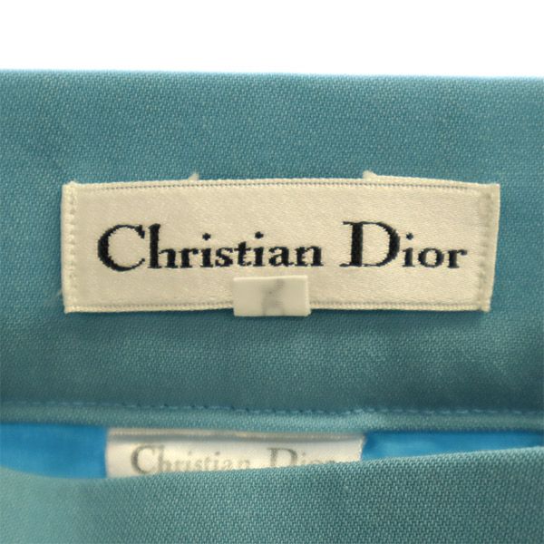 クリスチャンディオール ウール ミディ丈 タイトスカート S ブルー Christian Dior レディース
