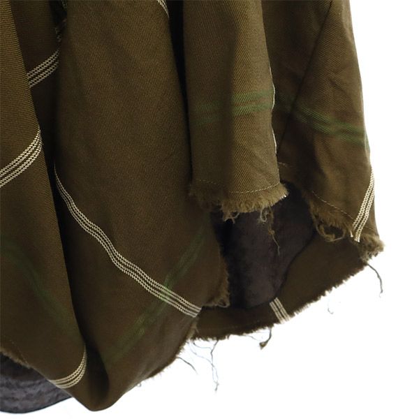 ヴィヴィアンウエストウッド イタリア製 ウール ライン フリル ミニスカート 38 ブラウン Vivienne Westwood レディース