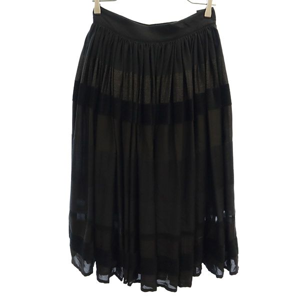 LIMI feu リミフゥ ボーダー柄 シアー ロングスカート S ブラック レディース