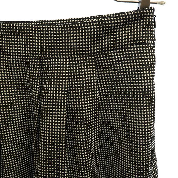 agnes b. アニエスベー ダイヤモンドチェック柄 ミディ丈 タック スカート 36 ホワイト×ブラック レディース