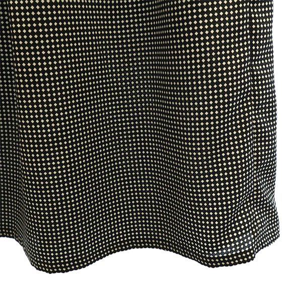 agnes b. アニエスベー ダイヤモンドチェック柄 ミディ丈 タック スカート 36 ホワイト×ブラック レディース