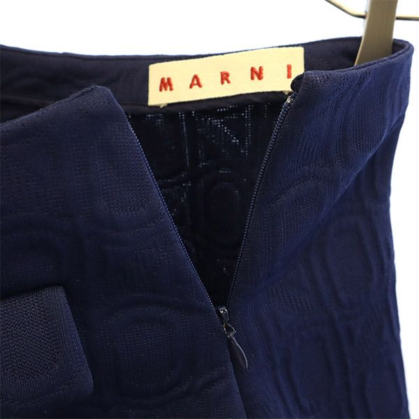 マルニ イタリア製 総柄 ミニスカート 38 ネイビー MARNI レディース