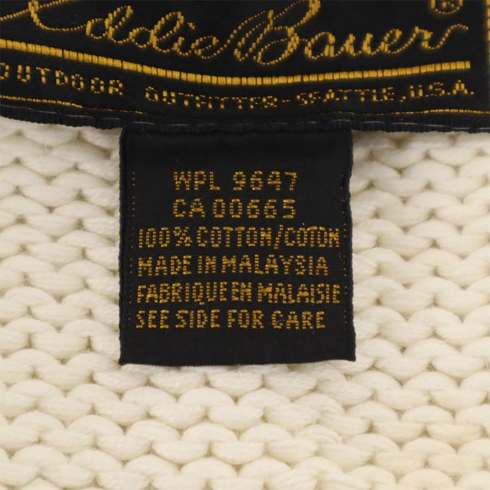 Eddie Bauer エディーバウアー 90s 黒タグ後期 総柄 ニットベスト L ホワイト オールド ヴィンテージ メンズ