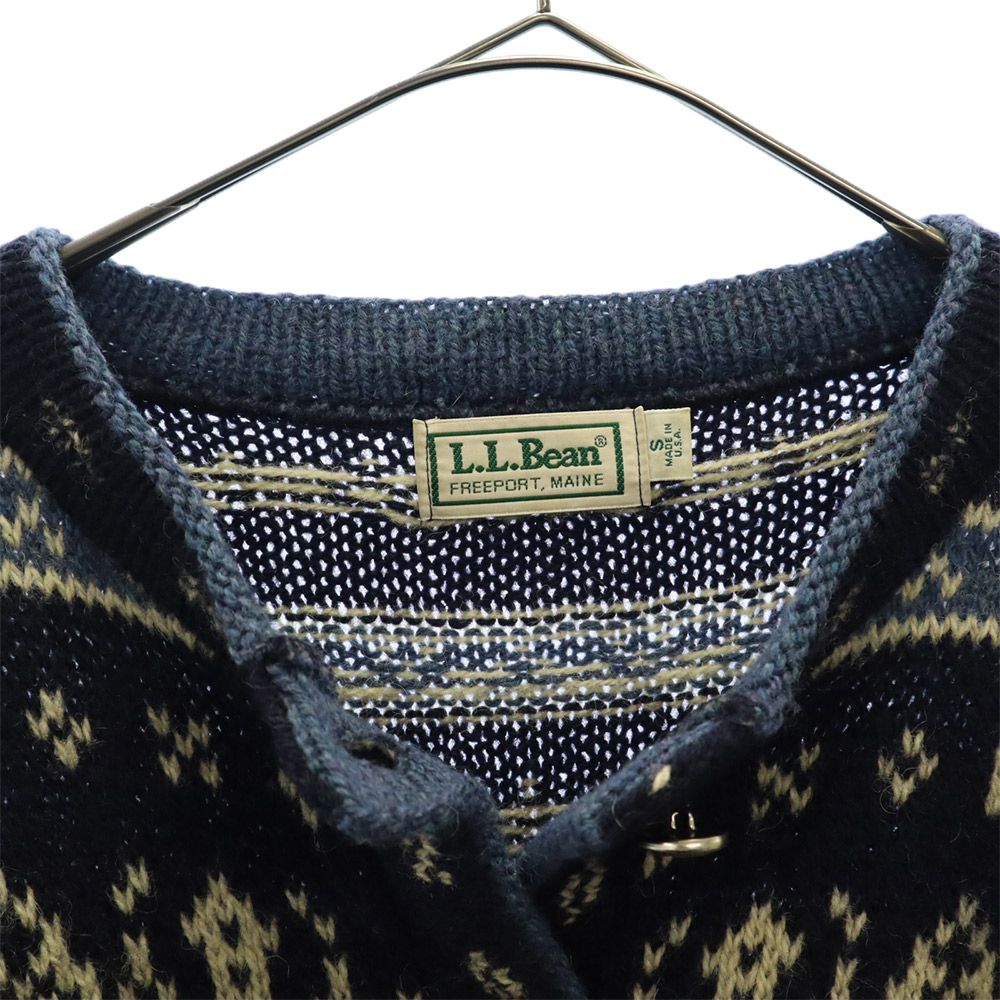L.L.Bean エルエルビーン 70s 80s ノルディック 総柄 長袖 ニット カーディガン S ネイビー オールド ヴィンテージ レディース