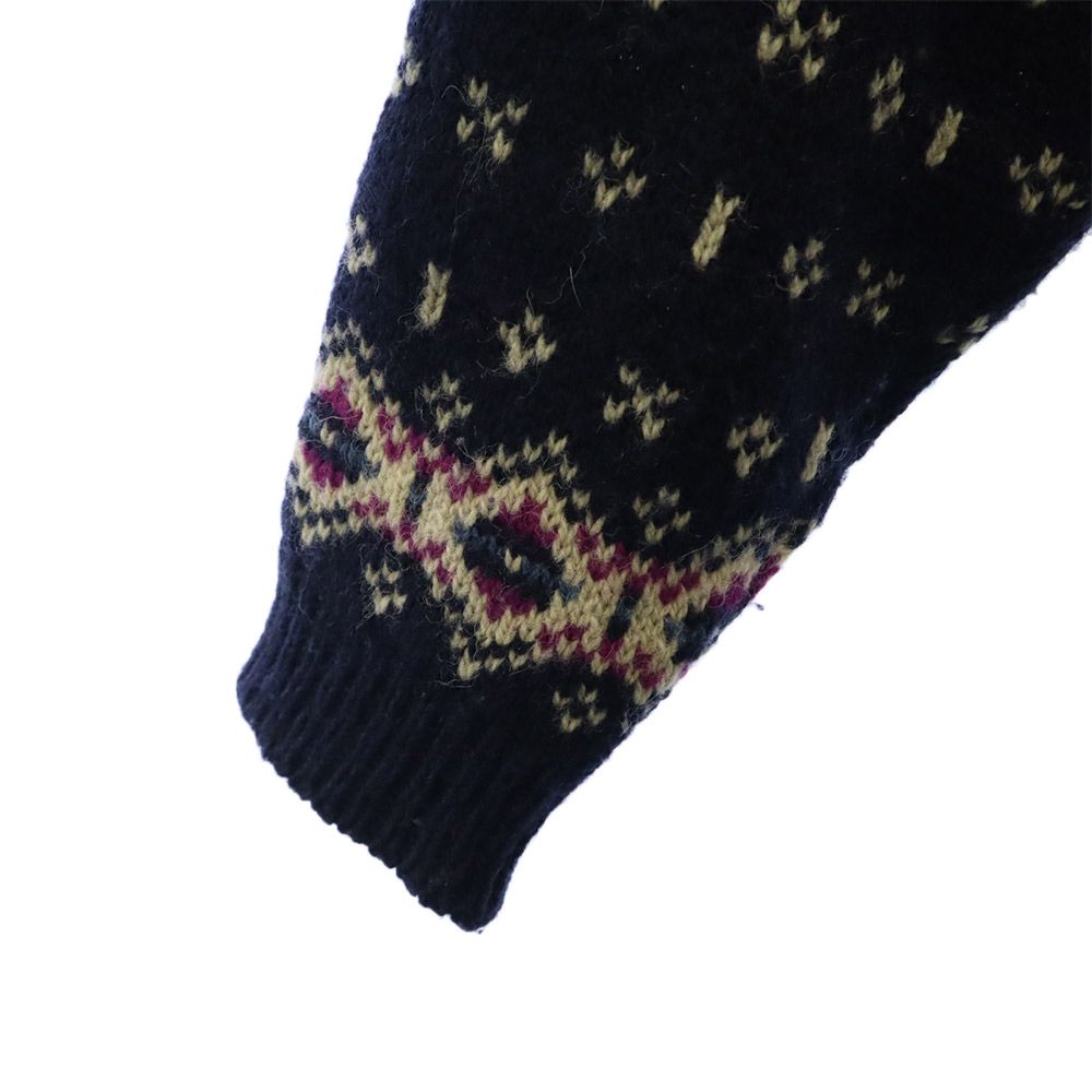 L.L.Bean エルエルビーン 70s 80s ノルディック 総柄 長袖 ニット カーディガン S ネイビー オールド ヴィンテージ レディース