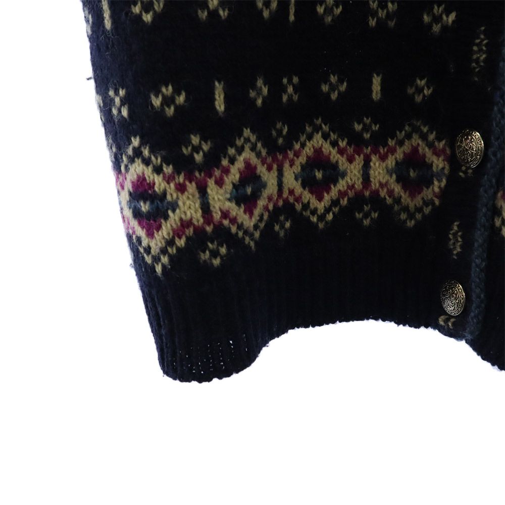 L.L.Bean エルエルビーン 70s 80s ノルディック 総柄 長袖 ニット カーディガン S ネイビー オールド ヴィンテージ レディース