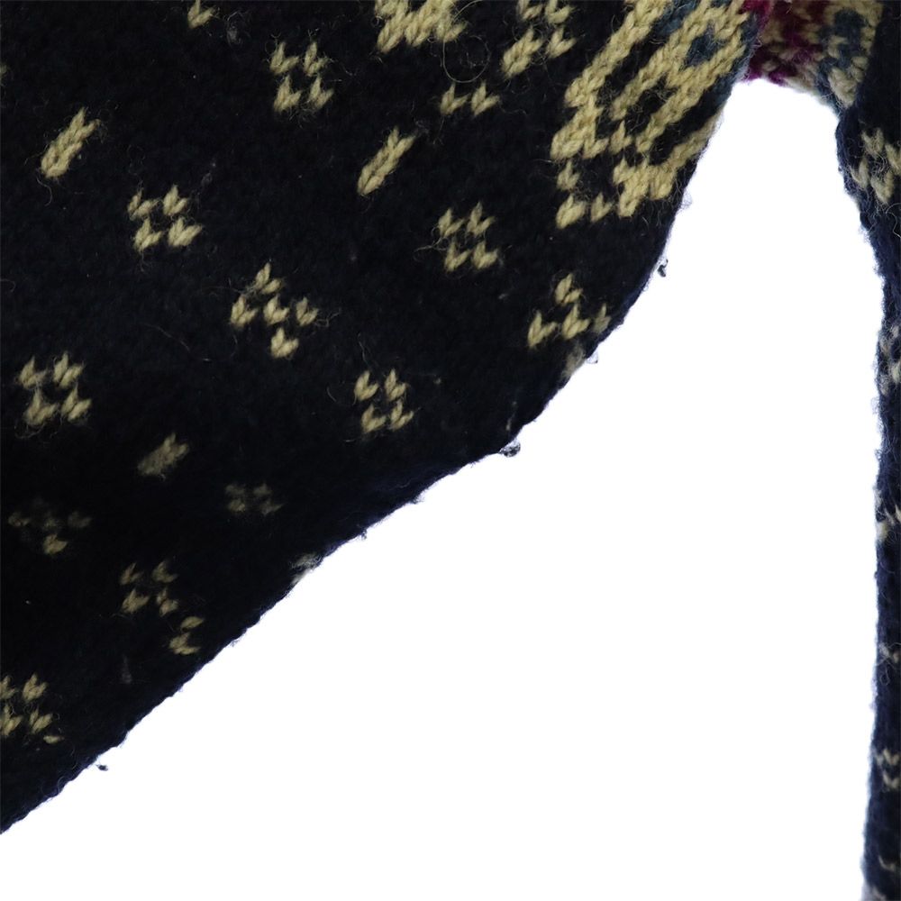 L.L.Bean エルエルビーン 70s 80s ノルディック 総柄 長袖 ニット カーディガン S ネイビー オールド ヴィンテージ レディース