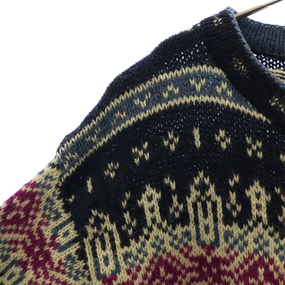 L.L.Bean エルエルビーン 70s 80s ノルディック 総柄 長袖 ニット カーディガン S ネイビー オールド ヴィンテージ レディース