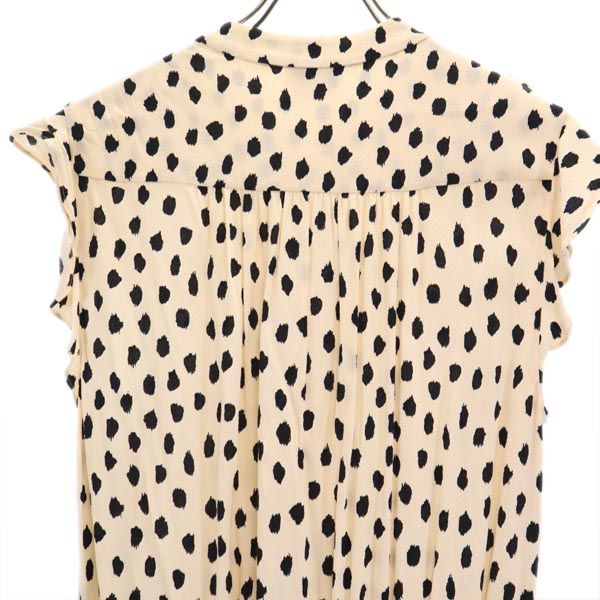 Kate Spade ケイトスペード 半袖 サロペット 8 ベージュ×黒 フレンチスリーブ オールインワン ウエストゴム レディース