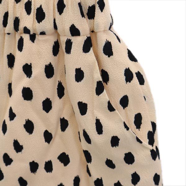 Kate Spade ケイトスペード 半袖 サロペット 8 ベージュ×黒 フレンチスリーブ オールインワン ウエストゴム レディース