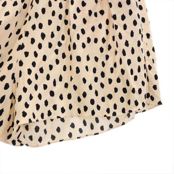 Kate Spade ケイトスペード 半袖 サロペット 8 ベージュ×黒 フレンチスリーブ オールインワン ウエストゴム レディース