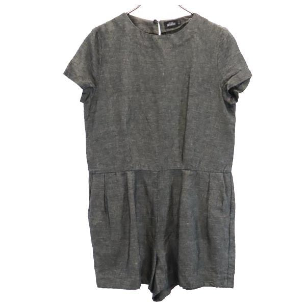 ケイトスペード サタデー リネンブレンド 半袖 サロペット S グレー KATE SPADE SATURDAY オールインワン レディース