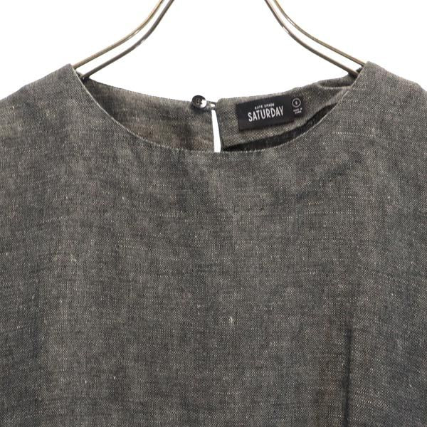 ケイトスペード サタデー リネンブレンド 半袖 サロペット S グレー KATE SPADE SATURDAY オールインワン レディース