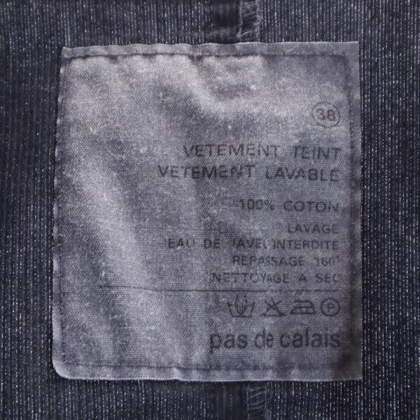 pas de calais パドカレ コットン ストライプ地 テーラードジャケット 38 紺 レディース