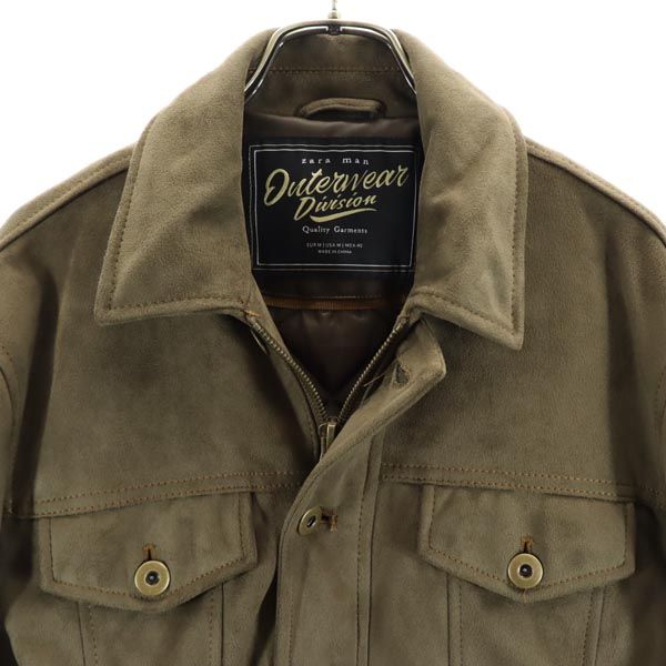 ZARA MAN ザラマン エコスエード ジャケット M カーキ フェイク 裏キルティング メンズ