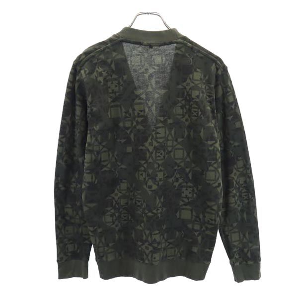 Mackintosh マッキントッシュ 総柄 長袖 カーディガン M グリーン系 Vネック メンズ