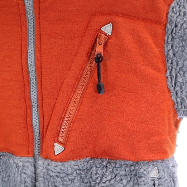 フィルメランジェ 日本製 ウール ボア フリースジャケット 0 グレー×オレンジ FilMelange レディース