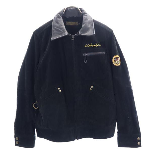 LOST CONTROL ロストコントロール コーデュロイジャケット 2 黒 衿レザー メンズ