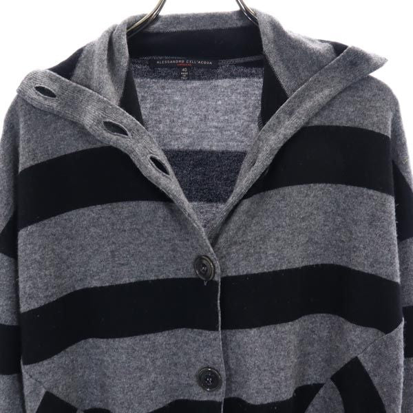 アレッサンドロ デラクア イタリア製 ボーダー ニットジャケット 40 グレー系 Alessandro dell'Acqua レディース