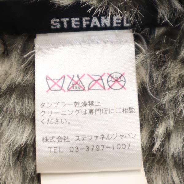 STEFANEL ステファネル フーデッド ラビットファー ポンチョ グレー系 ジャケット レディース