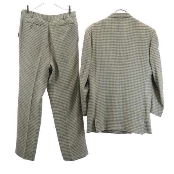 Enrico Coveri エンリココベリ リネン ウールブレンド スーツ 上下 セットアップ カーキ×青 テーラードジャケット パンツ メンズ