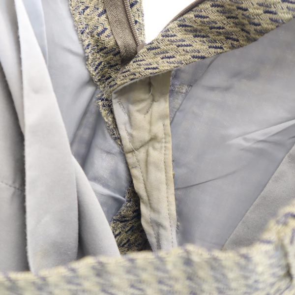 Enrico Coveri エンリココベリ リネン ウールブレンド スーツ 上下 セットアップ カーキ×青 テーラードジャケット パンツ メンズ