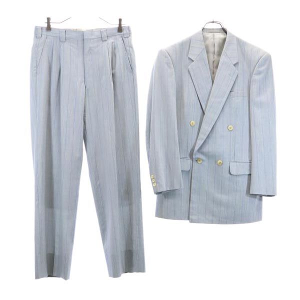 ヴァレンティノガラヴァーニ ウール ストライプ柄 スーツ 上下 セットアップ 青系 Valentino Garavani ジャケット パンツ メンズ