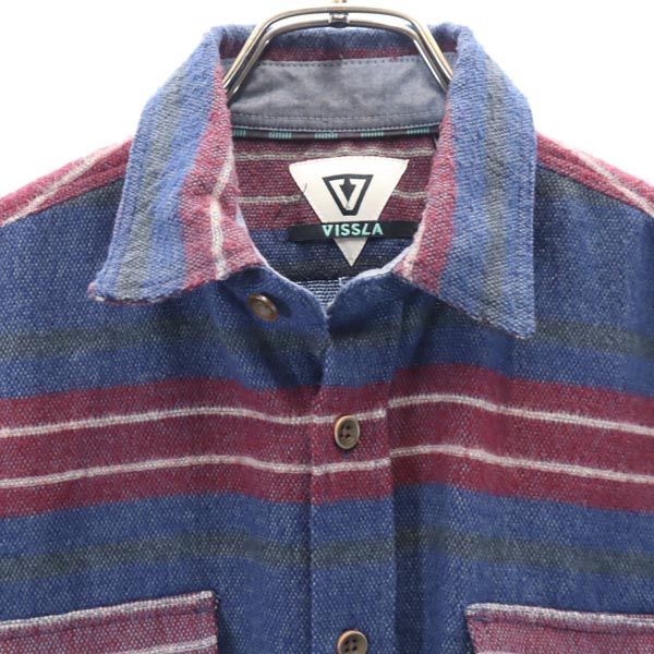 VISSLA ヴィスラ 総柄 長袖 シャツ S ブルー系 アウトドア メンズ