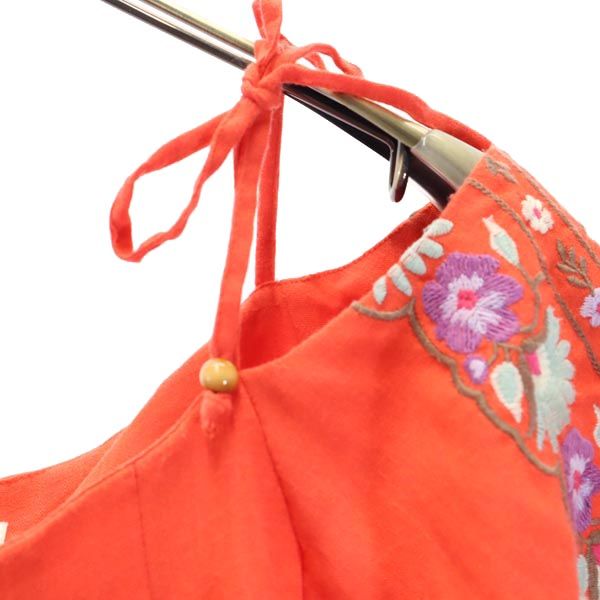 Lily Brown リリーブラウン 半袖 刺繍肩あき カットソー 上下 セットアップ F/1 オレンジ系 ショートパンツ レディース