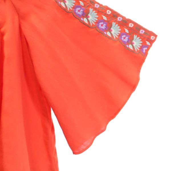 Lily Brown リリーブラウン 半袖 刺繍肩あき カットソー 上下 セットアップ F/1 オレンジ系 ショートパンツ レディース