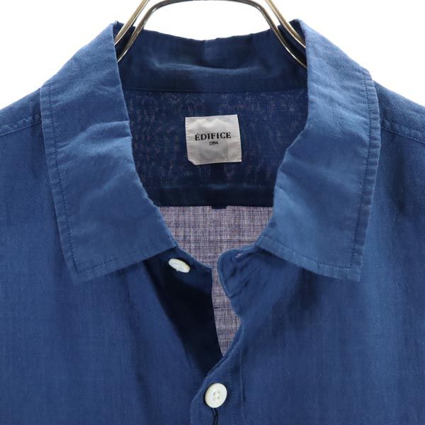 未使用 エディフィス 日本製 長袖 シャツ L ブルー系 EDIFICE メンズ